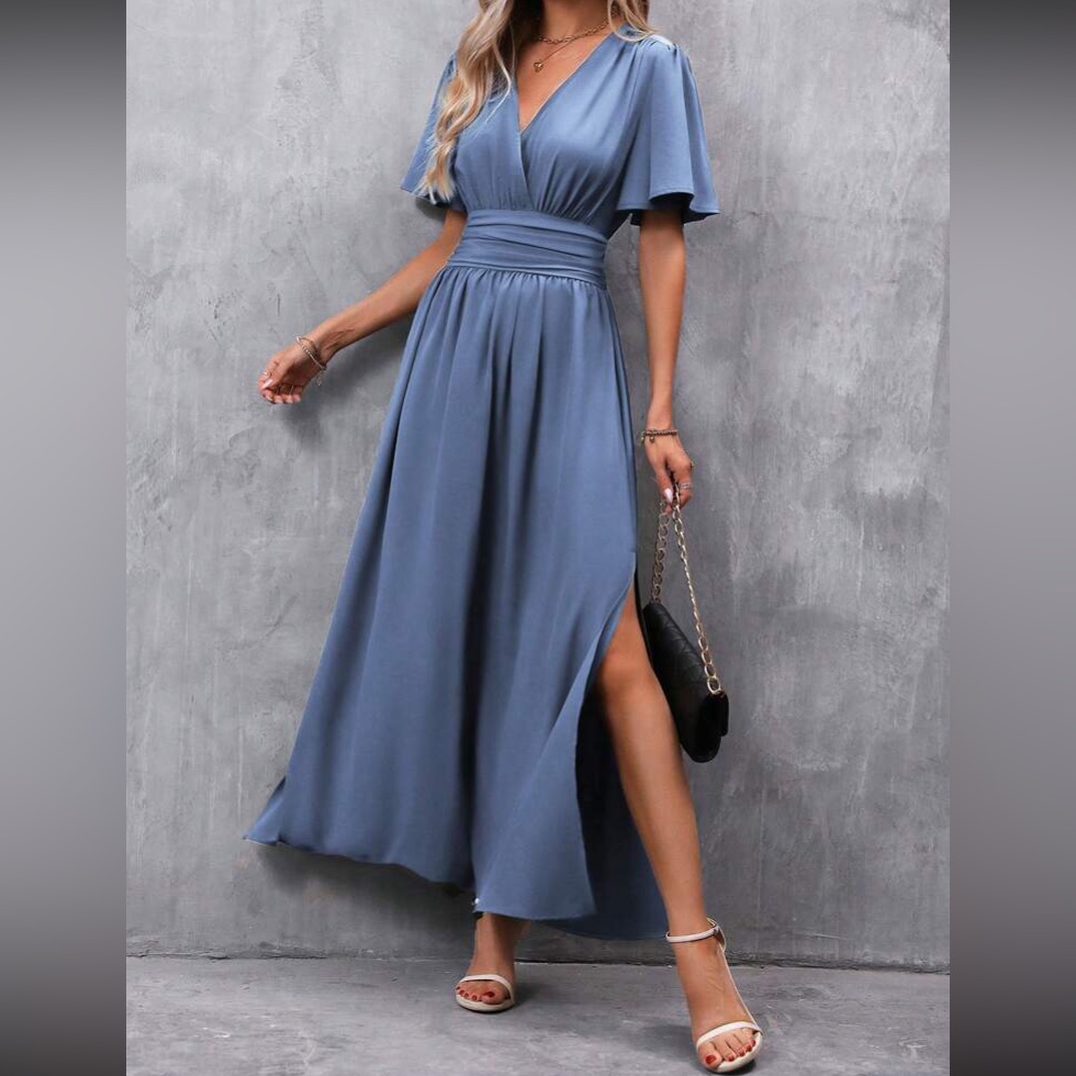 Boho Butterfly Sleeve Slit Thigh Maxi Dress